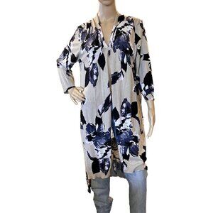 THE LIMITED OPEN FRONT LONG CARDIGAN WATERCOLOR FLORAL PRINT XL